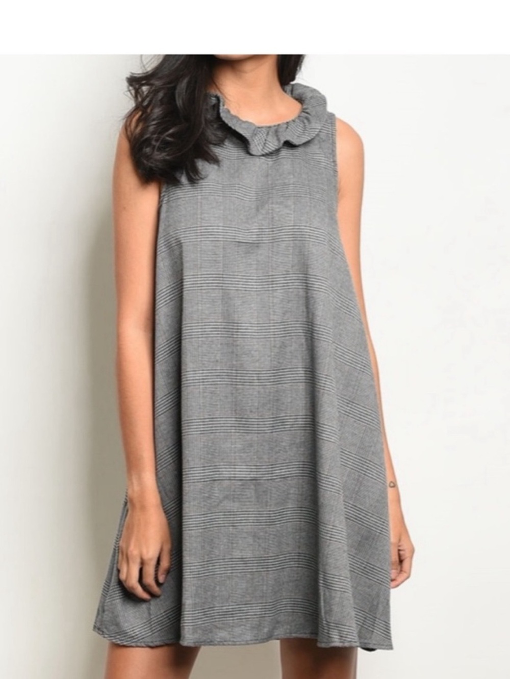DO+BE Tuckernuck Blythe Dress Gray Plaid Bow Back Swing Mini  Size M - Picture 3 of 16
